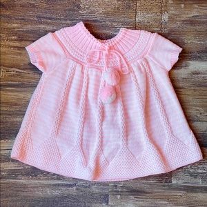Vintage 60’s Baby Pink Knit Pom Pom Mini Dress